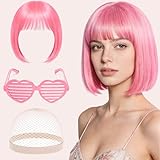 short pink wig amazon 【Facile da Usare, Styling Flessibile】Questa parrucca da donna è molto facile da usare e può essere acconciata in base alle tue preferenze personali in modo semplice. Puoi usare cera per capelli, un ferro arricciacapelli o piastra (temperatura non superiore a 130 °C) per modellare parrucca in base tuo stile personale. Se desideri adattare parrucca alle tue esigenze specifiche, puoi tagliarla alla lunghezza o alla forma desiderata con forbici per creare un'acconciatura unica e personalizzata