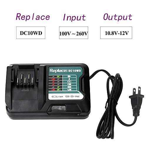 Padarsey Replacement DC10WD Lithium Battery Fast Charger for Makita DC10SB DC10WC BL1015 BL1016 BL1015 BL1021B BL1041B 10.8V -12V US Plug 1.3A 2A 3A LED Indicate