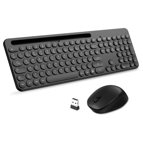 Kit teclado y ratón inalámbricos SIMPLETEK QWERTZ alemán completo multimedia con ratón silencioso