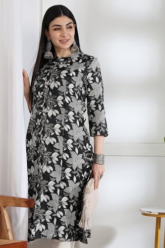 Image of MIRCHI FASHION Pure Cotton Kurti for Women | A-Line Kantha Work Printed Kurta for Woman | Ethnic Wear for Office & Daily Use (Single Piece)