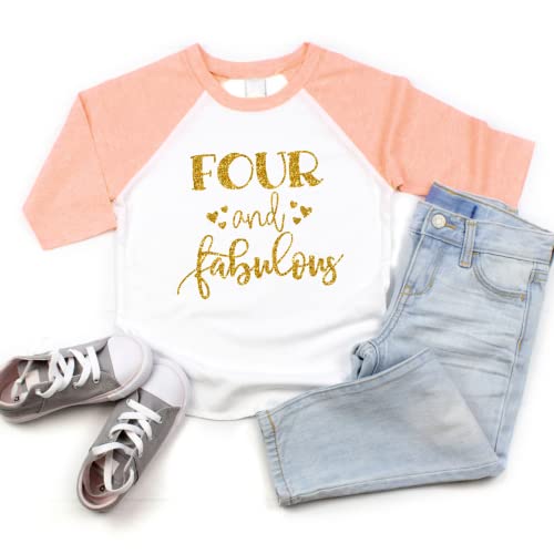 Bump and Beyond Designs Girl Fourth Birthday Outfit Fourth Birthday Shirt Four and Fabulous2