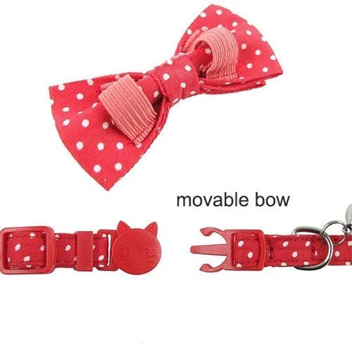 DAIXI Cat Collar Breakaway with Bells Adjustable Bow tie Style for Kitten Puppy (red+Black)