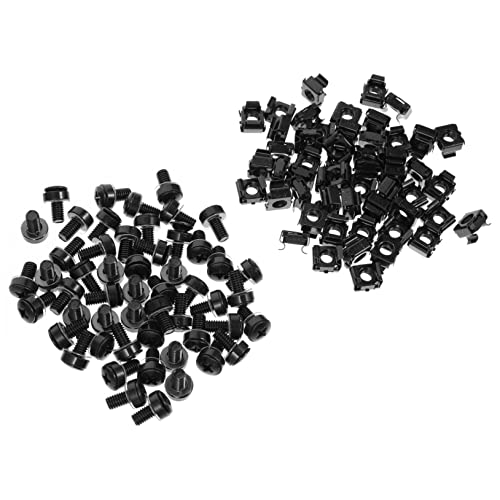 KICHOUSE 50 Sets Cage Nuts with Screws for Machines Floating Cage Nut and Crown Screws 50pcs Zinc Ideal for Server Racks Cabinets and Equipment Assembly