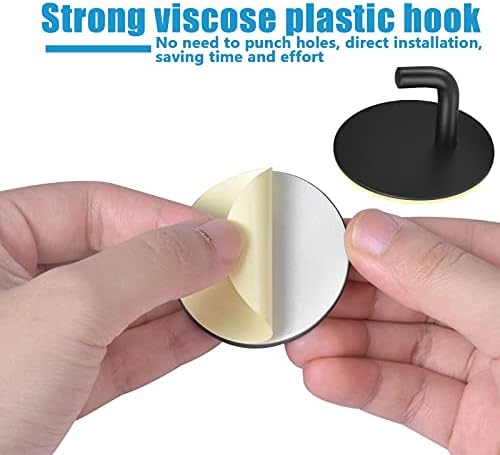 8 Pcs Self Adhesive Hooks, Sticky Wall Hooks Stainless Steel Adhesive Wall Hanger Black Anti-Rust Waterproof Sticky Hooks for Kitchen Bathroom Office Toilet Hanging Coats , No Drill Glue Needed