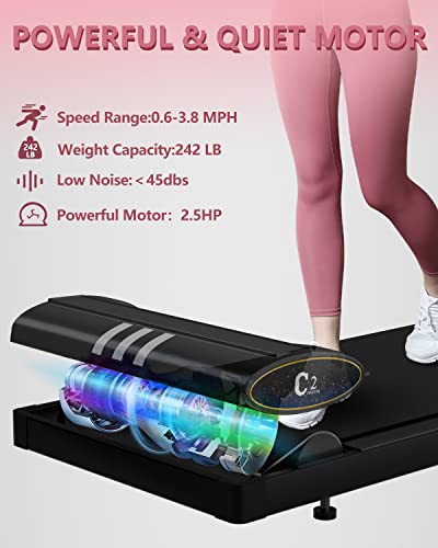 Jurits Walking Pad Under Desk Treadmill For Work From Office,Portable Treadmills For Home,Quiet Desk Treadmill With Remote Control,Led Display&Treadmill Mat #TOP2