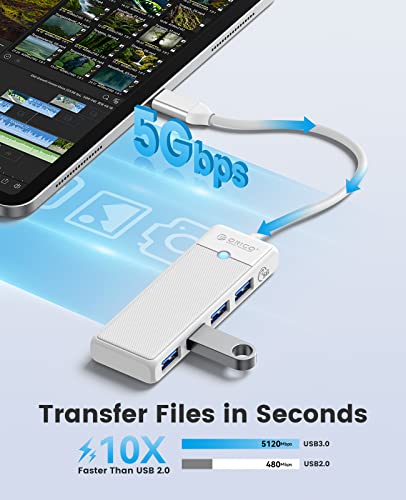 Hub USB, Adattatore USB C 4 in 1, Hub USB 3.0, USB C per MacBook, Surface Pro, XPS, Unità flash USB, PC Notebook, chiavetta USB, Laptop, Mobile, 0.15M Bianco - Hub USB - Immagine 2