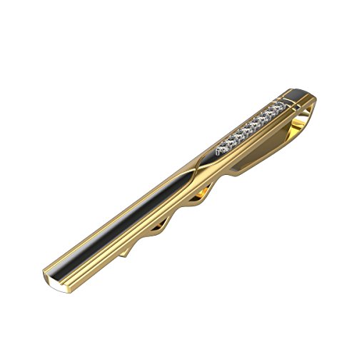 10k Yellow Gold Tie Pin Clip Solid Gold With Eight Stone 1/10 Carat Diamonds (tccw)2