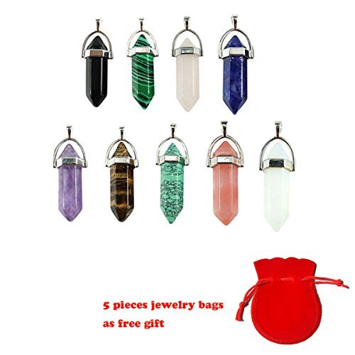Surprising 9-Piece Crystal Hexagonal Healing Point Pendant Chakra Cut Gemstone Pendant