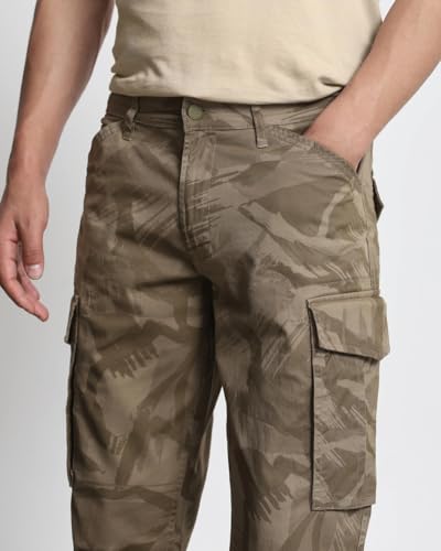 Image of MUFTI Khaki Slim Fit Cargo Trousers