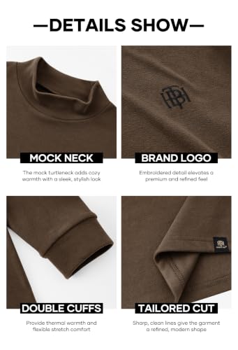 Image of Herberton Mens Mock Turtleneck Shirts Thermal Fleece Casual Undershirt