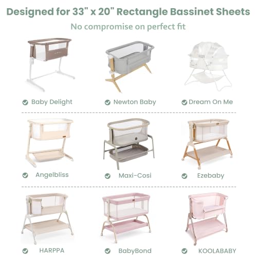 Image of Baby Bedside Bassinet Sheets Fitted, 33 inchx20 inch Compatible with Baby Delight Dream On Me & Most Rectangle Bedside Sleeper Bassinet Mattresses, Super Soft Microfiber Green Dinosaur Planet