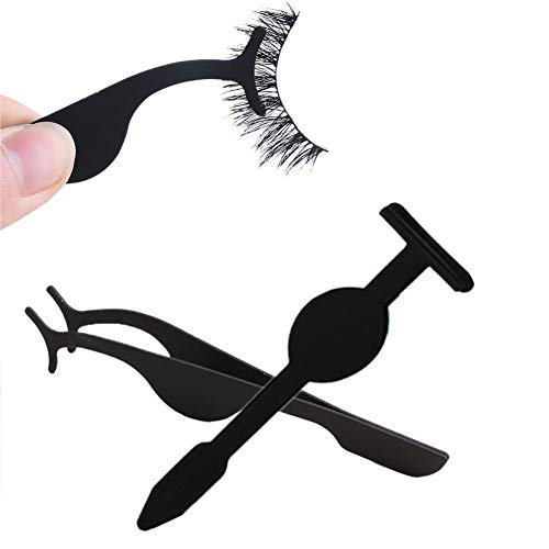 Preisvergleich Produktbild Wimpernzange Zecken Pinzette Falsche Wimpern Clips aus Edelstahl Wiederverwendbarer Lockenwickler Werkzeug zum Auftragen falscher Wimpern black