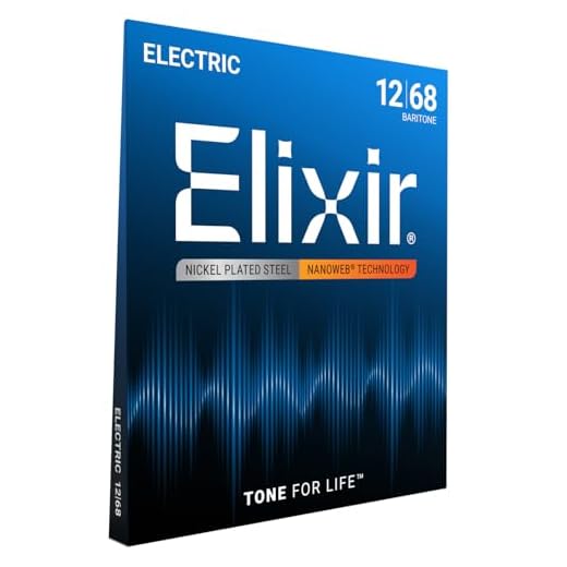 Elixir Strings - Nickel Plated Steel Electric Guitar Strings with NANOWEB Coating - Elixir Electric Guitar Strings - Baritone (.012-.068)