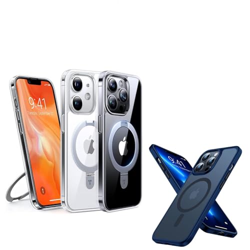 TORRAS Magsafe iPhone 12 Case & iPhone 12 Pro Clear Case with Stand and Shockproof Magnetic Translucent Matte Hard PC Back Case