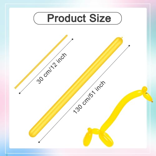 Image of 260 Balloons - Yellow Long Balloons for Animal Modeling & Party Decor, 100 | Yellow long balloons for balloon animals & clown party fun events, flexible & easy to twist into shapes, thick latex materia