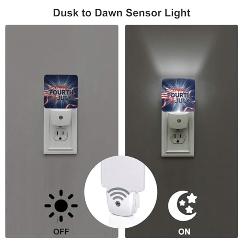 Image of Futterya Plug-in LED Night Light, 4th of July Patriotic Set of 2 Dusk-to-Dawn Auto Sensor Decor Lamp