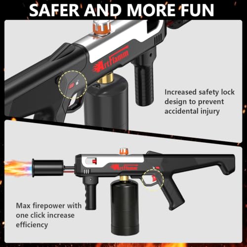 Image of ARTFLAMM Turbo Propane Torch Gun with One-Touch Max Flame Boost, Powerful Blow Torch with Adjustable Flame for Weed Removal, BBQ, Fire Starting, Grilling & Outdoor Use