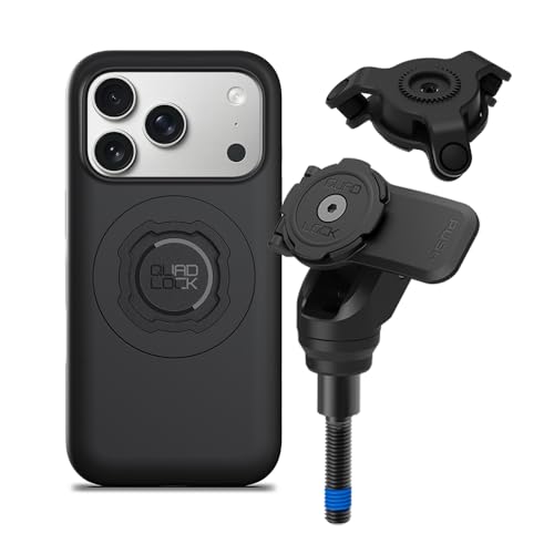 Image of Quad Lock Handlebar Clamp PRO Motorcycle Phone Mount with Vibration Dampener and MAG Phone Case for iPhone 17 Pro