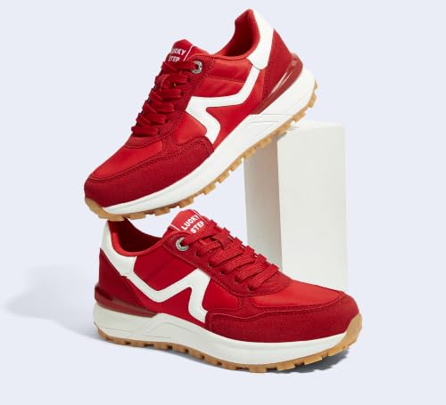 Image of LUCKY STEP Women's Retro Fashion Casual Sneakers | Platform Classic Trendy Trainning Anti-Slip Tennis Travel Walking Shoes