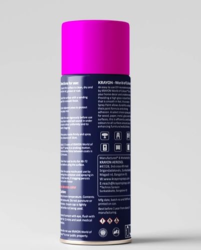 Image of BANNA Krayon Pink Acrylic Spray Paint 400 ml | Quick Dry Rust-Resistant Multi Surface Aerosol Spray Paint for Metal, Wood, Plastic, Glass, Furniture & DIY Projects
