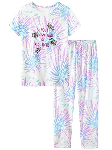 Little & Big Girls Summer Tie Dye Daisy Pajamas Kids Pj Set Sleepwear Size 10 #TOP26