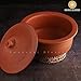 Swadeshi Blessings HandMade Exclusive Range Unglazed Earthen Kadai/Mud Handi/Mitti Ke Bartan/Clay Pot for Cooking & Serving with Lid(with Mirror Shine) + Free Palm Leaf Stand (3 Liters)