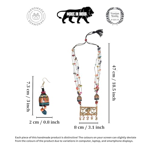 Image of AAKRITI ART CREATIONS Handcrafted Women's Jewelry Set - Elegant Ethnic Necklace and Earrings, Statement Fashion Accessories for Parties & Festivals