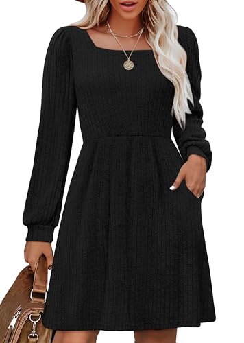 OFEEFAN Business Casual Dress with Pockets