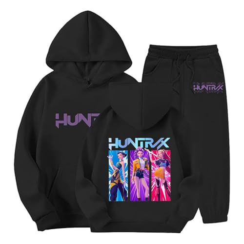 Générique - Générique 𝑲-𝒑-𝒐-𝒑 𝑫𝒆𝒎𝒐𝒏 Survêtement Fille Ensemble 2 Pièces Vintage Y2K Hoodie Pantalon et Haut Sweats à Capuche Jogging Vêtements Imprimés Huntrix
