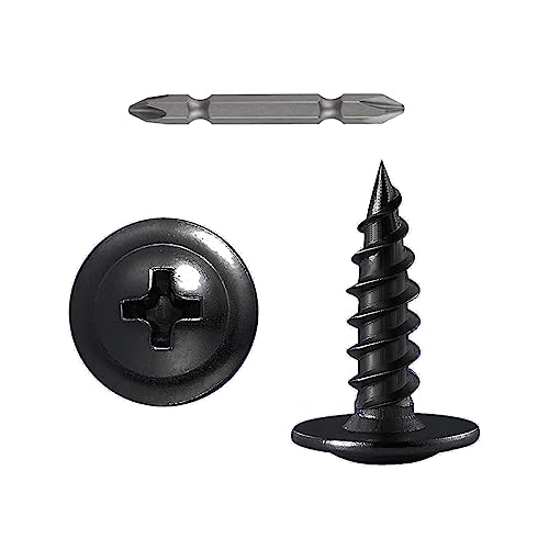 Image of Wensilon(500 pcs)#6x5 /8 inch Phillips Truss Head Wood Screws Black Galvanizing Quick Metal Self Tapping.