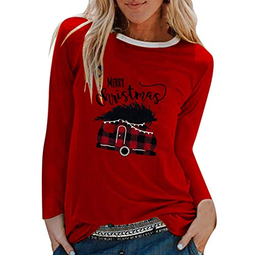 Donna Top,Felpe con Cappuccio Donna Caldo Maglione Peluche Felpa con Maniche Lunghe da Donna Fashiont-Shirt con Pullover con Cappuccio E Stampa A Colori con Stampa Natalizia da Donna