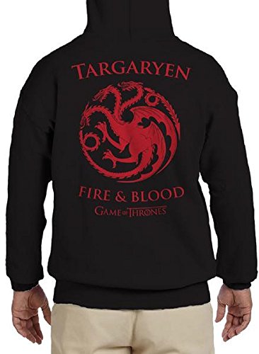 HBO's Game of Thrones Targaryen Fire and Blood Mens Black Zip-up Hoodie L