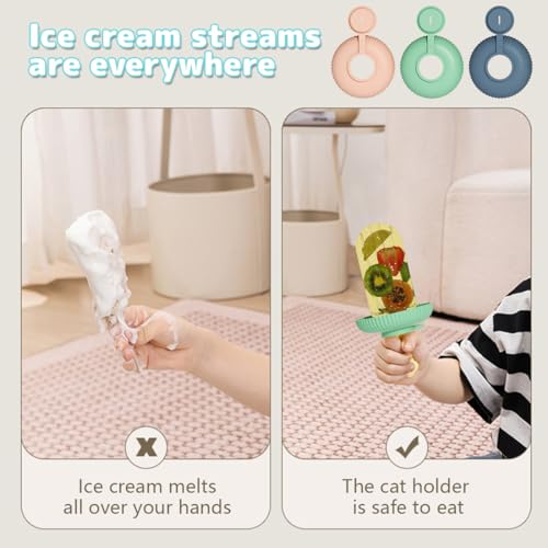 THXFUNAREA 3 Stück Tropffrei Eis am Stiel-Halter für Kinder,Silikon Eis Halter für Kinder Eis am Stiel-Halter Halter Silikon Eishalterung Kinder Popsicle Holder für Kinder Kleinkinder