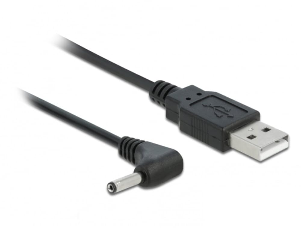 Cavo Prolunga Alimentazione USB-DC CABLEPELADO - 5V 500mA, Connettore 3.5mm X 1.35mm Maschio, 80cm, Nero, Per PDA, GPS, MP3 E Altri Dispositivi