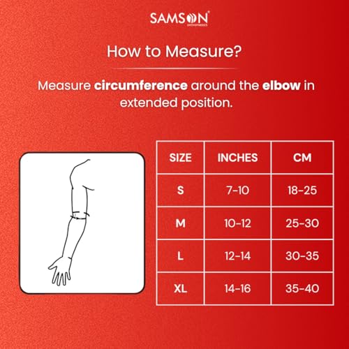 Image of SAMSON Tennis Elbow Support - Pain Relief & Compression, Perfect for Gym, Yoga, Cricket & Badminton (Pair, Large)