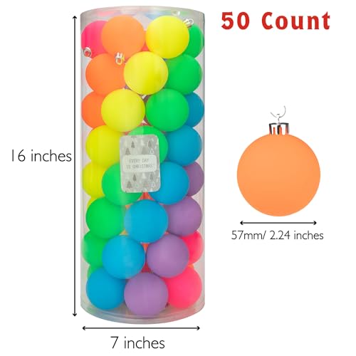 Every Day is Christmas Ornaments, Shatterproof Christmas Tree Ornament Set, Christmas Balls Decoration 50 Count(2.24
