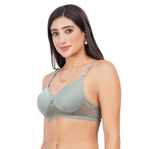 Image of Lace Padded Everyday Padded Bra for Women - Made of Pure Cotton Full Coverage Over Size Non Wired Pushup Soft Cup for T-Shirt Saree Dress Sports Garment for Daily Use Everyday