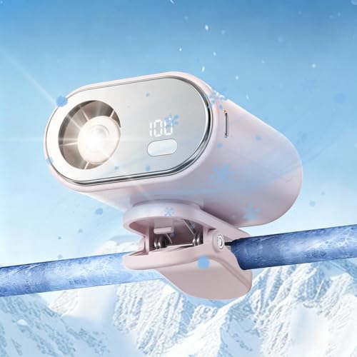 Ventilador portátil con clip para escritorio, camping y viajes con pantalla digital LED 3