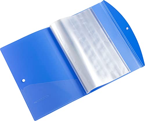 Image of Worldone FC (Foolscap Size) | Multi-Utility Document Folder | 40 Top-Loading Sleeves | Snap Button Closure | Durable 0.75mm Virgin PP Sheet | Ideal for Office, School & College | Blue (Pack of 2)