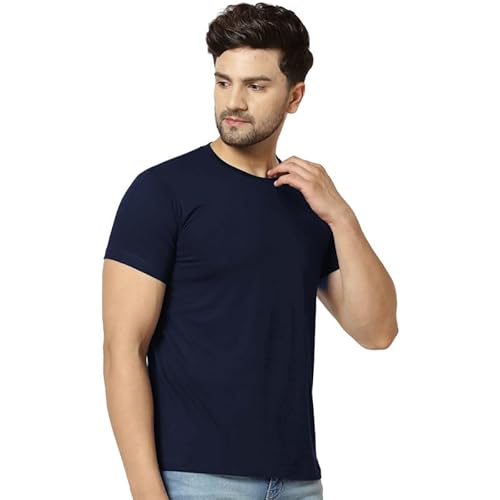 London Hills Men’s Regular Fit T-Shirt (LH_T_R_HF_452_DARKBLUE_SIZE.L_Dark Blue_Large)