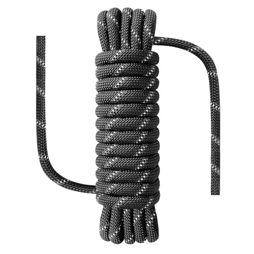 NorthPada 10 mm x 5 Meters Boot Marine Seil für Bootfahren, Angeln, Rafting, Camping, Wandern, Jagen, Festmachen, Schwimmen, Anker, Andocken, Rettung, Knoten Praxis Nylon/Polyester Schwarz