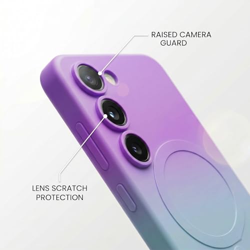 Image of amazon basics Gradient Mag-Safe Case for Samsung Galaxy S23 5G | Soft Silicone Shockproof Cover with Camera Protection | Slim Lightweight Design | Smooth Touch & Durable - Purple & Gray