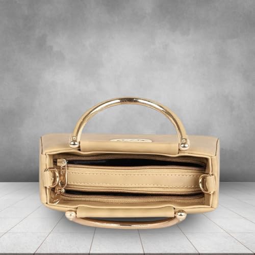 Image of TCRAZY Women's PU Leather Crossbody Sling Bag | Twin Compartments, Zip Closure & Gold Accent Handle