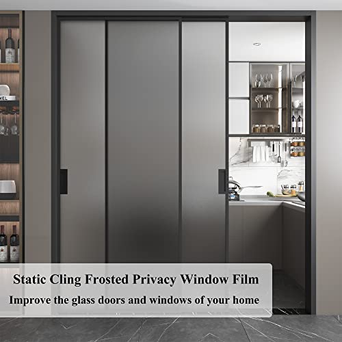 Longyong Window Privacy Film Frosted Glass Static Cling Blackout Window Film Uv Heat Blocking Non-Adhesive Window Covering For Bathroom Home Office 11.8"X79" Grey #TOP2