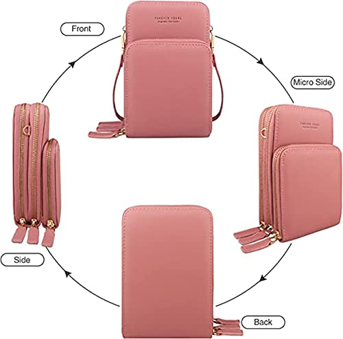 Image of BOSTANTEN Girls Women Women's Wallet Sling Crossbody Bag for Mobile Cell Phone Holder Pocket Wallet Wallets Hand Purse Clutch Crossbody Sling Bag for Women Womens Girls (pink)