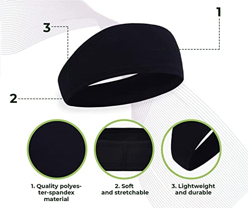 Image of Workout Sweat Bands Headbands for Men Women Sport Non-Slip Head Band,Moisture Wicking Hairband, Long Hair, Quick Dry, Running, Yoga, Hiking, Tennis, Exercise Fitness Gym (Black Grey White)