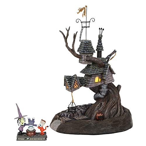 Department56 Nightmare Before Christmas Village Lock Shock and Barrel Treehouse Lit Building and Figurine, 10.7
