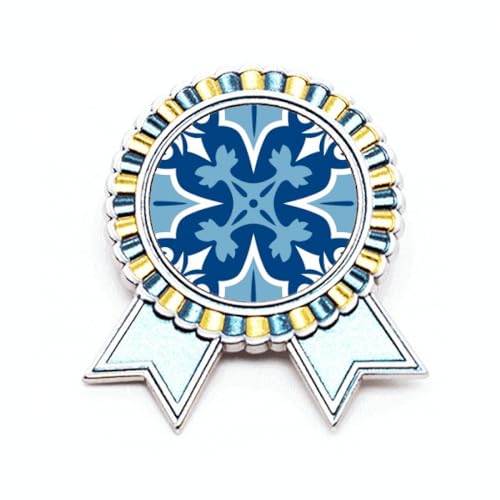 Broche fleur bleue marocaine en métal M pour sublimer un manteau