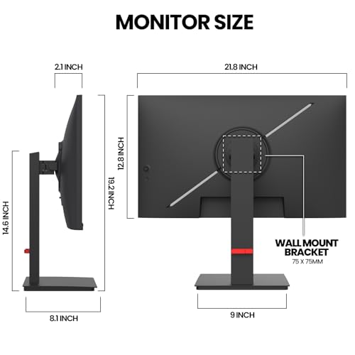 Image of CRUA 24.5 inch FHD 200Hz Vertical Monitor, Height /Pivot /Swivel /Tilt Adjustable | 120%sRGB Color, FreeSync, HDMI /DP, Low Blue Light, and 75x75mm Wall Mount for PC Gaming, Coding, Streaming, Study, and Office