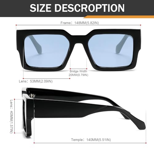 Rectangular Thick Frame Sunglasses Men Women Fashion Trend Square Black Frames 80s 90s Retro Eyeglasses2